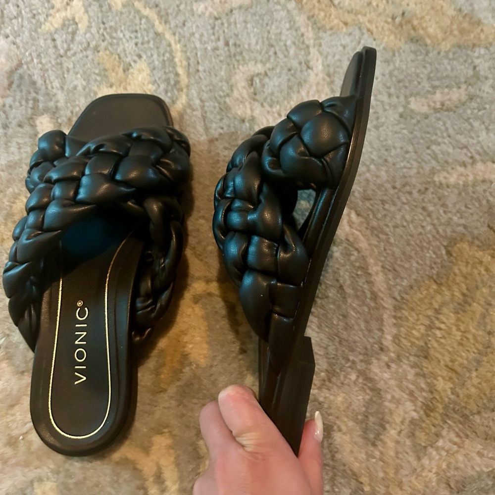 Black Vionic Braided Cross Strap Slides Kalina, S… - image 7